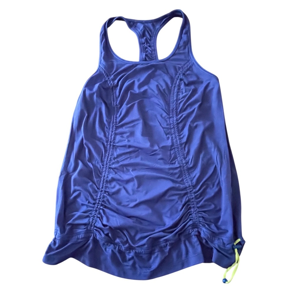 Lululemon Run Tie It Up Tank blue Purple Racerback Ruched Drawstring Hem Size 6